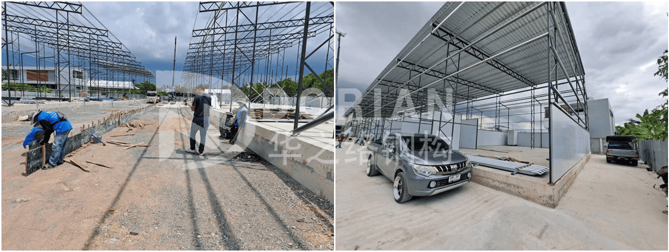 Truss Steel Structure Warehouse with 2 Sets 1000m2 in Thailand 7
