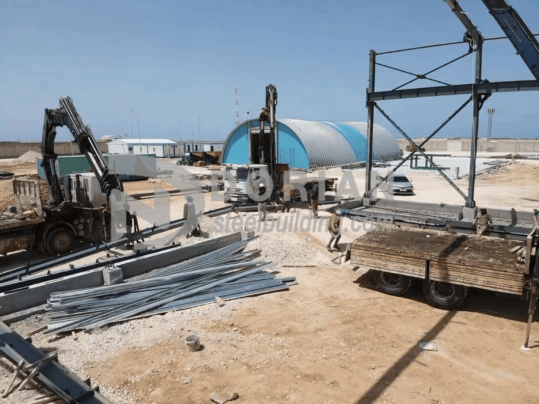 2592-square-meters-steel-structure-for-steel-bar-rolling-mill-production-line-shipped-to-libya-part-iishipping-and-pre-installation-13