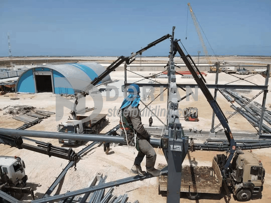 2592-square-meters-steel-structure-for-steel-bar-rolling-mill-production-line-shipped-to-libya-part-iishipping-and-pre-installation-17