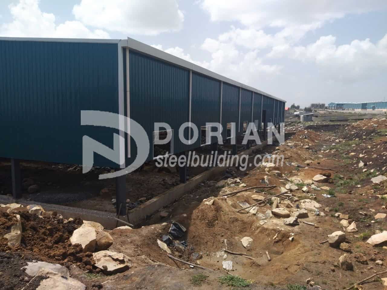 The assembly process of 1380sqm steel warehouse in Ethiopia 4