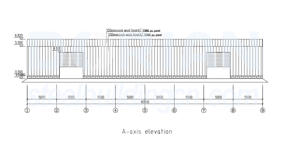 Steel Structure Warehouse Elevation Drawing