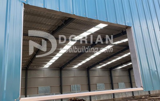The assembly process of 1380sqm steel warehouse in Ethiopia 9