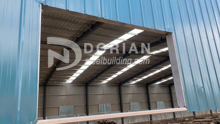 The assembly process of 1380sqm steel warehouse in Ethiopia 9